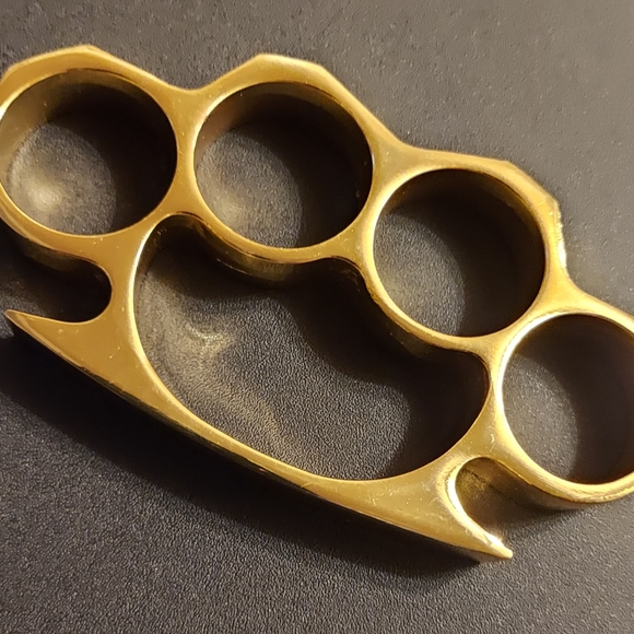 Belt Buckle Knuckles Solid Steel, Gold Polished Finish - Picture 4 of 4